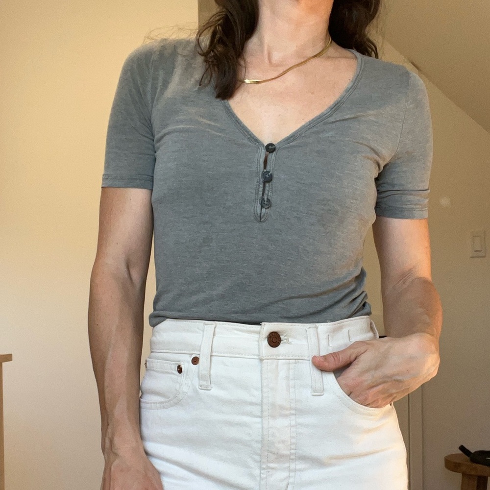 Madewell Charcoal V-Neck Top